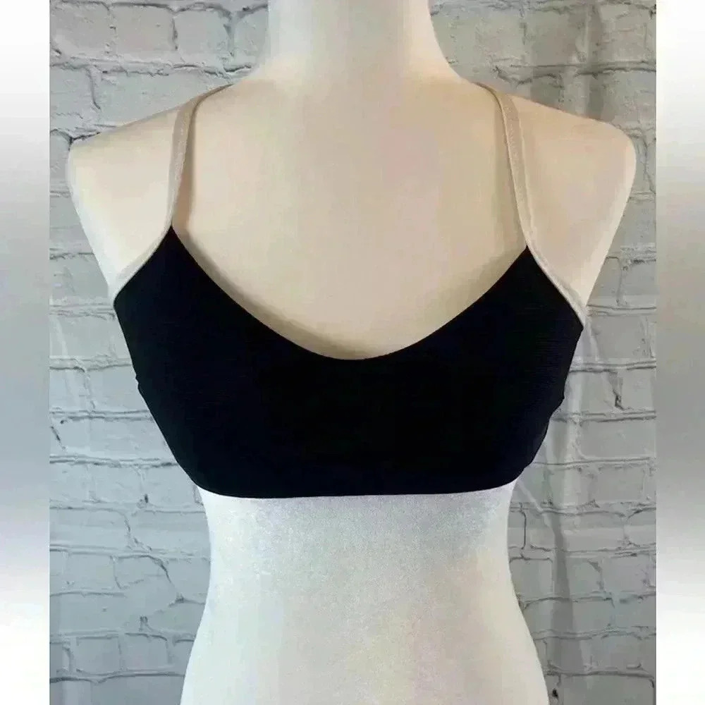 Athleta Black White Padded Sports Bra Woman’s Size M Yoga Pilates Activewear